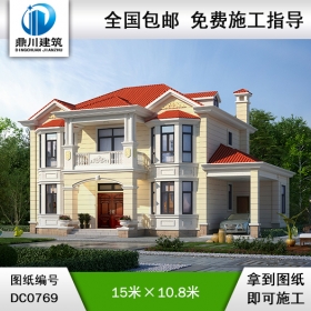 歐式二層帶車(chē)庫(kù)別墅施工圖紙及效果圖_新農(nóng)村自建房設(shè)計(jì),鼎川建筑